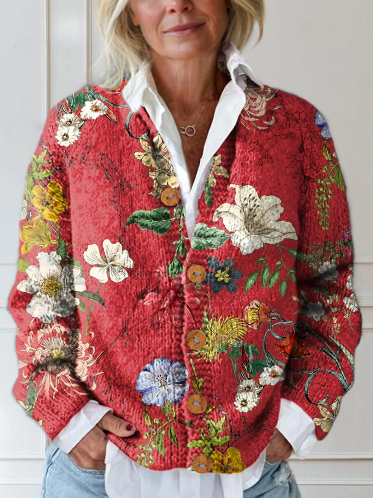 Mary | Vintage Blomster Cardigan Genser