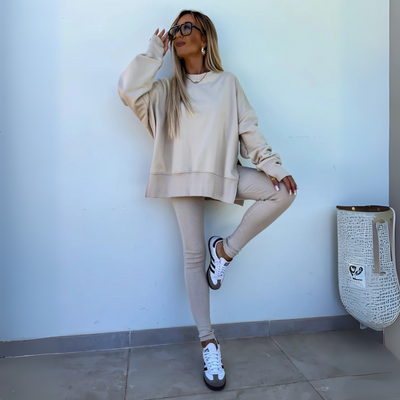 YACHI™ - Uformell Langermet Sweatshirt og Bukse Sett
